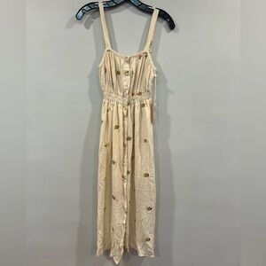 Black Tape Ivory Midi Dress With Floral Embroidery Allover Size XS